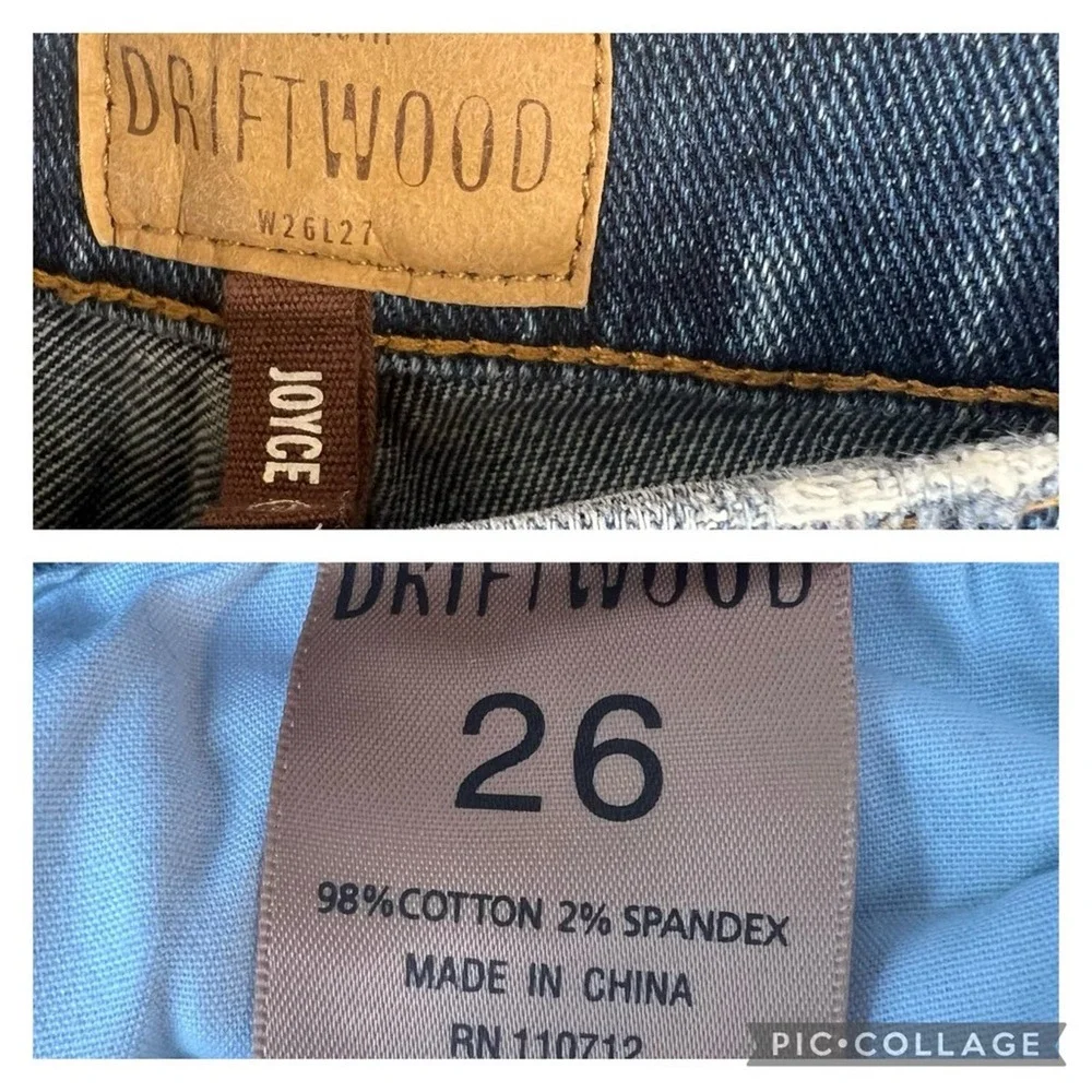 Driftwood Joyce Boho Rose Embroidered Distressed Raw Hem Cropped Jeans Size 26 - Picture 8 of 11